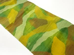 手織り紬抽象模様織出し名古屋帯